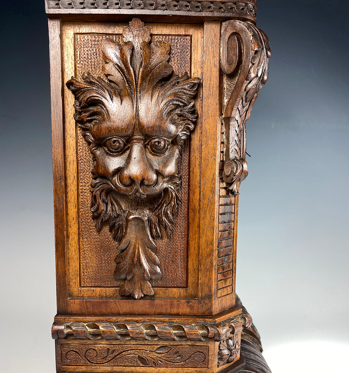 Japy Freres Antique French Hand Carved Mantel Clock, Garnitures Set, Neo-Renaissance, Lions!