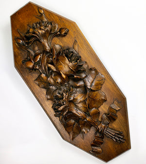 Stunning Hand Carved Italian or French Wall Plaque, Floral Bouquet - Not Black Forest