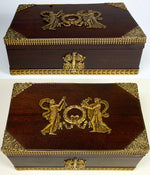 Antique French 2nd Empire Cigar or Jewelry Box, Neoclassical Dore Bronze Appliques