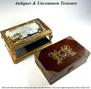 Antique French 2nd Empire Cigar or Jewelry Box, Neoclassical Dore Bronze Appliques