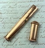 Elegant Antique 14k Gold Sewing Bodkin Etui or Sealing Wax Seal, Sceau, Set with Seed Pearls