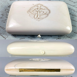 Antique French .800/1000 Sterling Silver Vermeil 18k Sewing Tools, Dieppe Ivory Etui, Case
