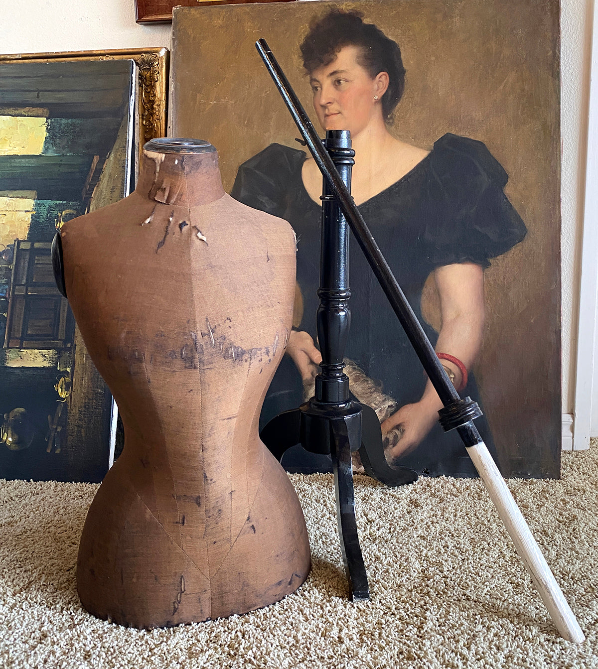 Antique Victorian to Edwardian Ladies Dress Form on Stand, Store or Sewing Mannequin