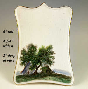 Fine Antique French Hand Painted Old Paris Porcelain Menu, Country Landscape