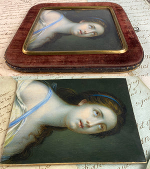 Antique Rome, Italy Portrait Miniature Young Woman in Ecstasy Pose, aprés Teresa