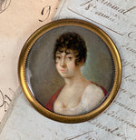 Antique French Revolution Portrait Miniature, Titan or Guillotine Haircut Beauty, The Terror Protest