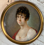 Antique French Revolution Portrait Miniature, Titan or Guillotine Haircut Beauty, The Terror Protest