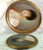 Antique French Revolution Portrait Miniature, Titan or Guillotine Haircut Beauty, The Terror Protest