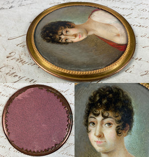 Antique French Revolution Portrait Miniature, Titan or Guillotine Haircut Beauty, The Terror Protest