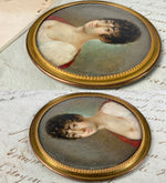 Antique French Revolution Portrait Miniature, Titan or Guillotine Haircut Beauty, The Terror Protest