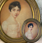 Antique c.1810 Dated, Artist Signed ID'd Portrait Miniature in Fine Gilt Bronze Frame