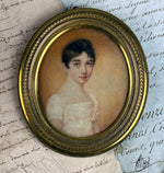 Antique c.1810 Dated, Artist Signed ID'd Portrait Miniature in Fine Gilt Bronze Frame