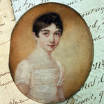 Antique c.1810 Dated, Artist Signed ID'd Portrait Miniature in Fine Gilt Bronze Frame