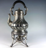 Superb Antique French Sterling Silver Duet Samovar, Kettle, Coffee Pot and Warmer Set