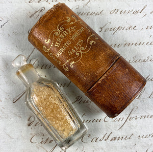 Antique French Scent or Salts Flask and Original Leather Etui, "Henry's" Vinaigrette Perfume