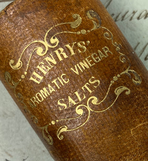 Antique French Scent or Salts Flask and Original Leather Etui, "Henry's" Vinaigrette Perfume