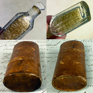 Antique French Scent or Salts Flask and Original Leather Etui, "Henry's" Vinaigrette Perfume