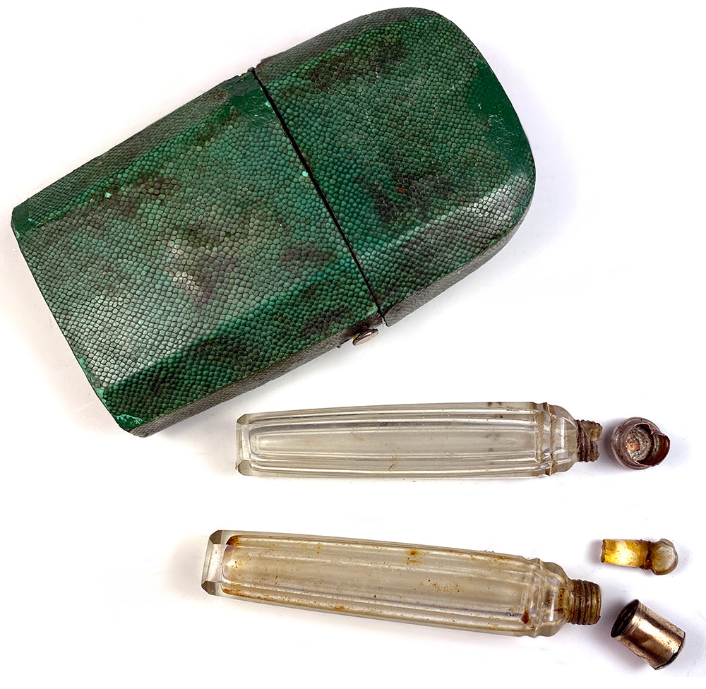 Rare English Shagreen, Antique Green Cigarette Case