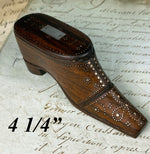 Antique Early to Mid-1800s 3" Hand Carved French Shoe or Boot Snuff Box, Pique, #1