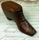 Antique Early to Mid-1800s 3" Hand Carved French Shoe or Boot Snuff Box, Pique #3