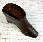 Antique Early to Mid-1800s Hand Carved French Shoe or Boot Snuff Box, Pique "LOVE" #4