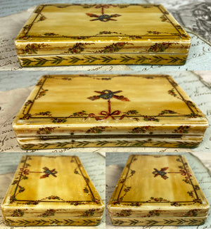 Antique French Vernis Martin Snuff Box, Oil Painting on ivory, c. 18th to 19th Century