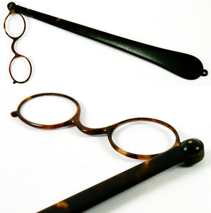 Antique Tortoise Shell Long Handled Lorgnette, Opera Glasses - Tortoiseshell