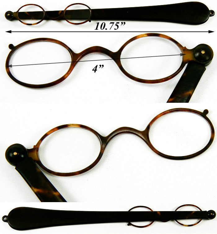 Antique Tortoise Shell Long Handled Opera Glasses Tortois