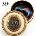 c.1750s 18K Gold Antique French Snuff Box, Hair Mourning, - Ivory and 18K to 24K yellow gold (tested)