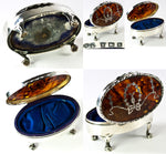 Antique English Sterling Silver and Tortoise Shell Dressing Box, Jewelry Box, Casket