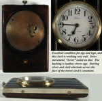 Fine c.1904 English Sterling & Tortoise Shell Travel Clock, Watch - Swiss - Running and keeping excellent time