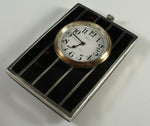 Fine c.1904 English Sterling & Tortoise Shell Travel Clock, Watch - Swiss - Running and keeping excellent time