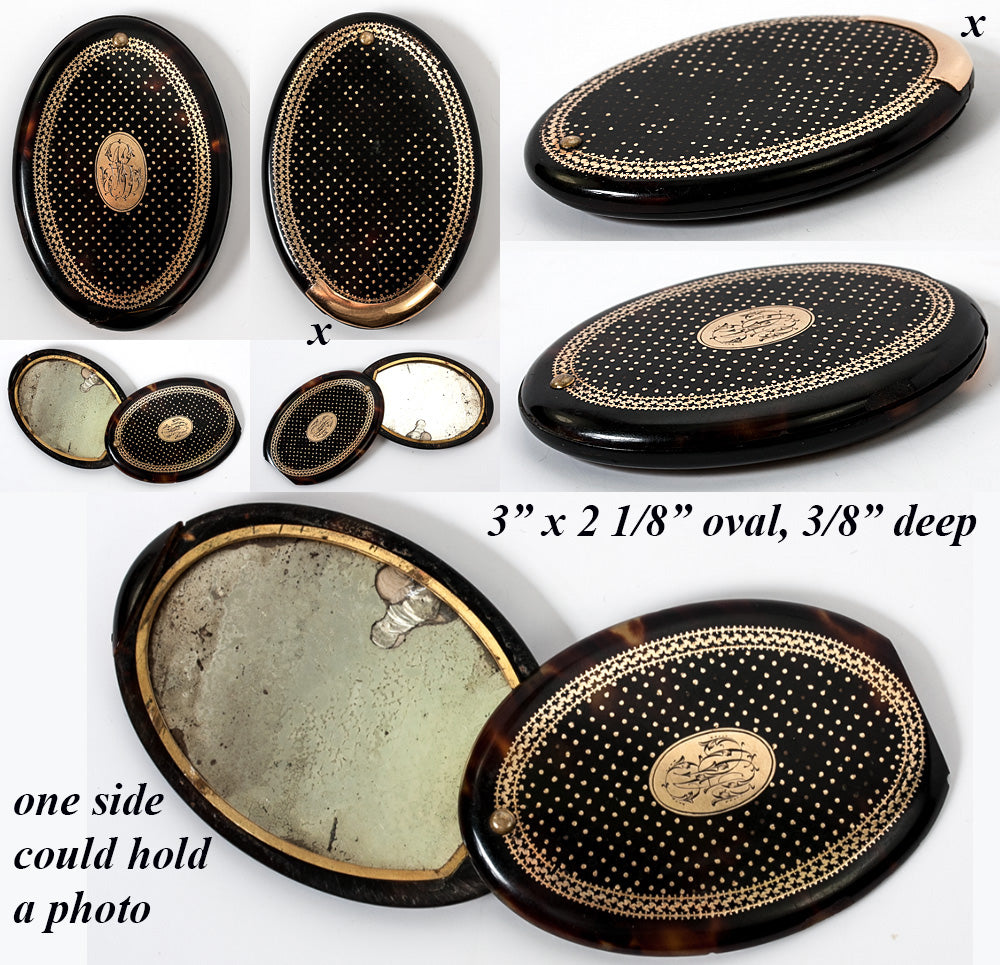 Gilt Brass Enamel Purse Mirror For Sale at 1stDibs | vivienne westwood compact  mirror, vintage purse mirror, mirror purse