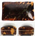 Antique Dutch 5" x 3" Tortoise Shell Casket, Jewelry Box, Ivory Bun Feet, c.1870-1900