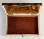 Antique Dutch 4 1/4" x 2 3/4" Tortoise Shell Casket, Box, Ivory Bun Feet, c.1870-1900