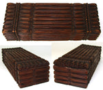 Antique Victorian Black Forest Carved 10.5" Box, Casket, Bundled Stalks