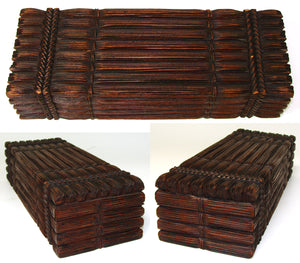 Antique Victorian Black Forest Carved 10.5" Box, Casket, Bundled Stalks