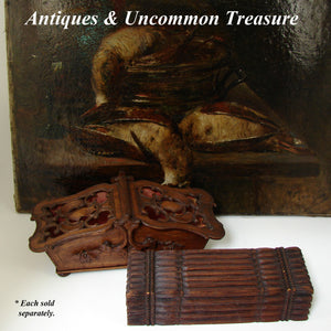 Antique Victorian Black Forest Carved 10.5" Box, Casket, Bundled Stalks