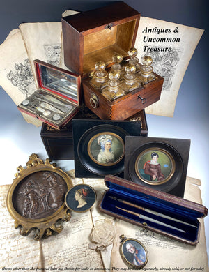 Antique Box w French Palais Royal Mother of Pearl Pen and Pencil Set, c.1850-80, Napoleon III