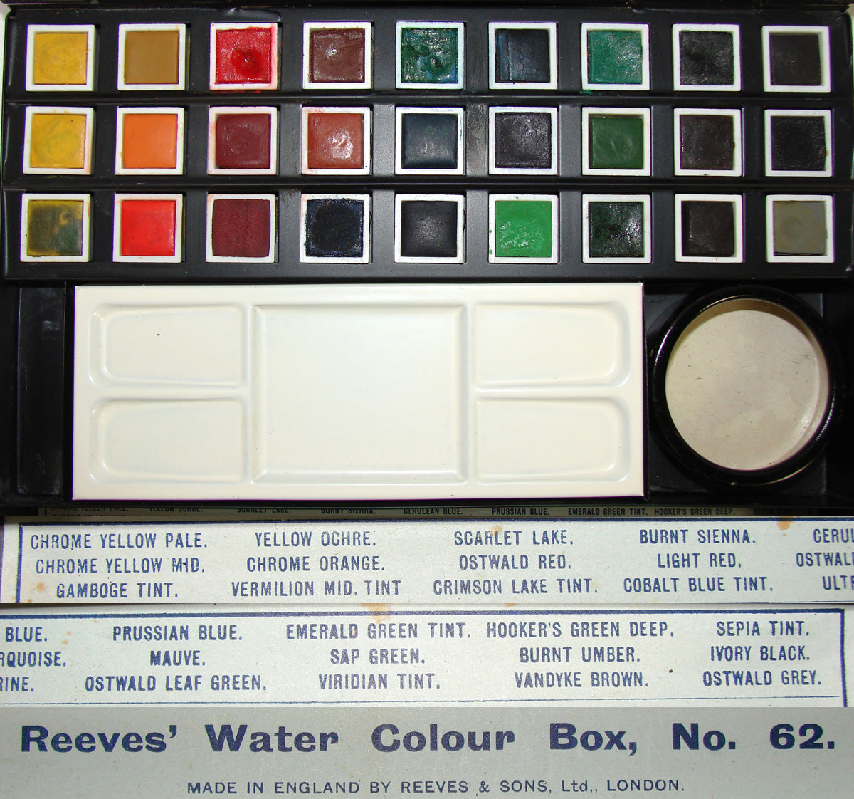 Vintage Reeves & Sons Artist's or Painter's Box, Many Watercolor Paints