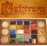 Antique French Painter's Box, Bourgeois Aine Water Color Cakes, "Peinture"