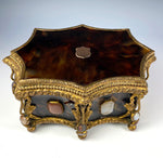 RARE Antique French Jewelry Casket, Box, Tortoise Shell Mounted with SemiPrecious Gems, Ormolu, c.1800 Tortoiseshell