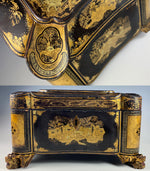 Antique Victorian NapIII Era Chinoise Jewelry Casket, Hand Painted, Dragon Feet