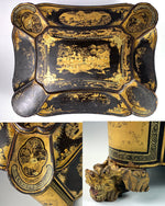 Antique Victorian NapIII Era Chinoise Jewelry Casket, Hand Painted, Dragon Feet