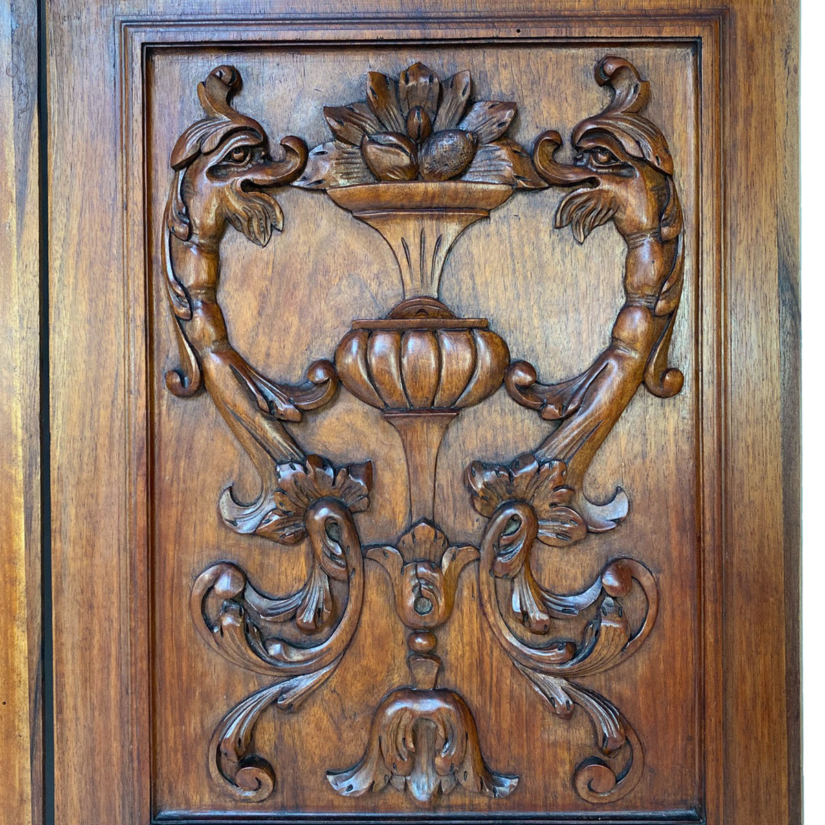 Antique Victorian Carved Oak Furniture or Cabinet Door Panel PAIR, Architectural Salvage