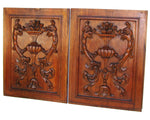 Antique Victorian Carved Oak Furniture or Cabinet Door Panel PAIR, Architectural Salvage