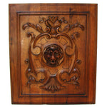 Antique Victorian Carved Walnut Furniture or Cabinet Door Panel PAIR, Acanthus & Lion Heads