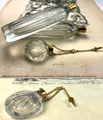 Antique Tiny Palais Royal Crystal and 18k Gold Scent Bottle, Flask, Perfume c.1790-1810