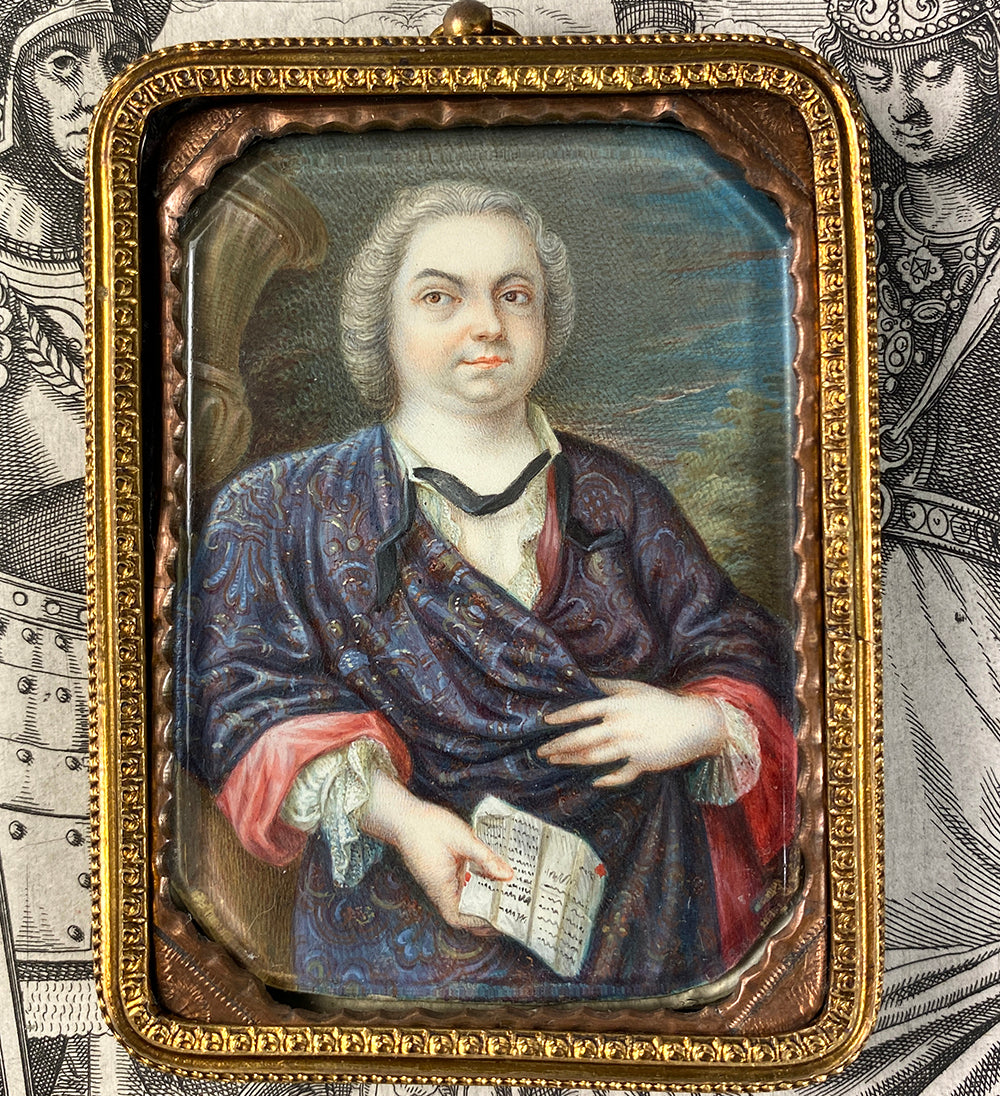 V Rare c.1732 French Portrait Miniature, Author Charles Pinot Duclos (1704-1772)