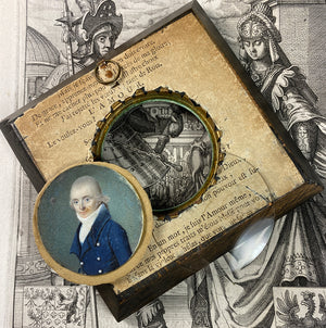 Rare Fine c.1795-99 Portrait Miniature, Incoyables Young Man, Luxuriants After French Revolution, Directoire